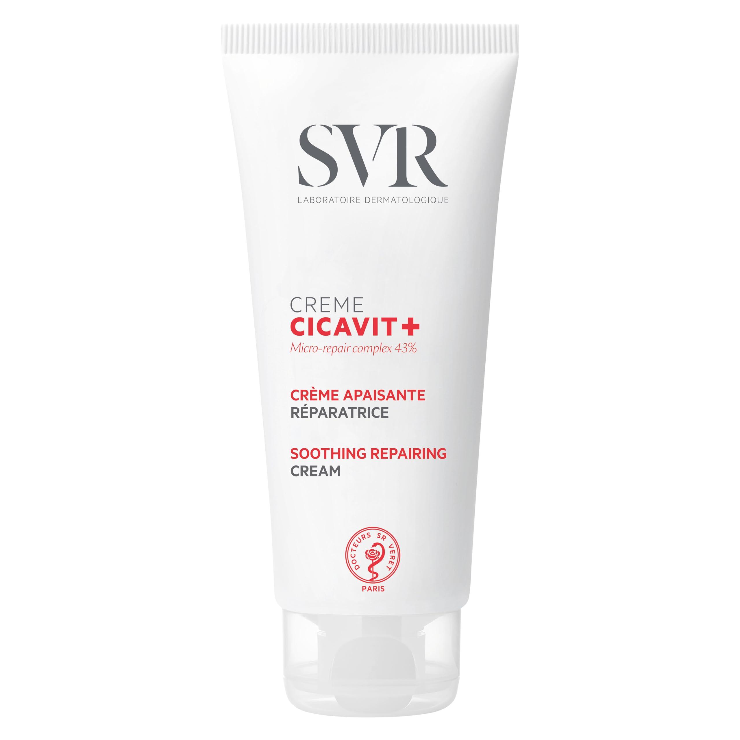 SVR SVR Cicavit+ Face & Body Cream With Shea butter, Prebiotic & Glycerin. Moisturizer to Reduce the appearance of Burns, Scars & Intensely Nourish to Relieve Irritation due to Dryness, 3.3 fl.oz