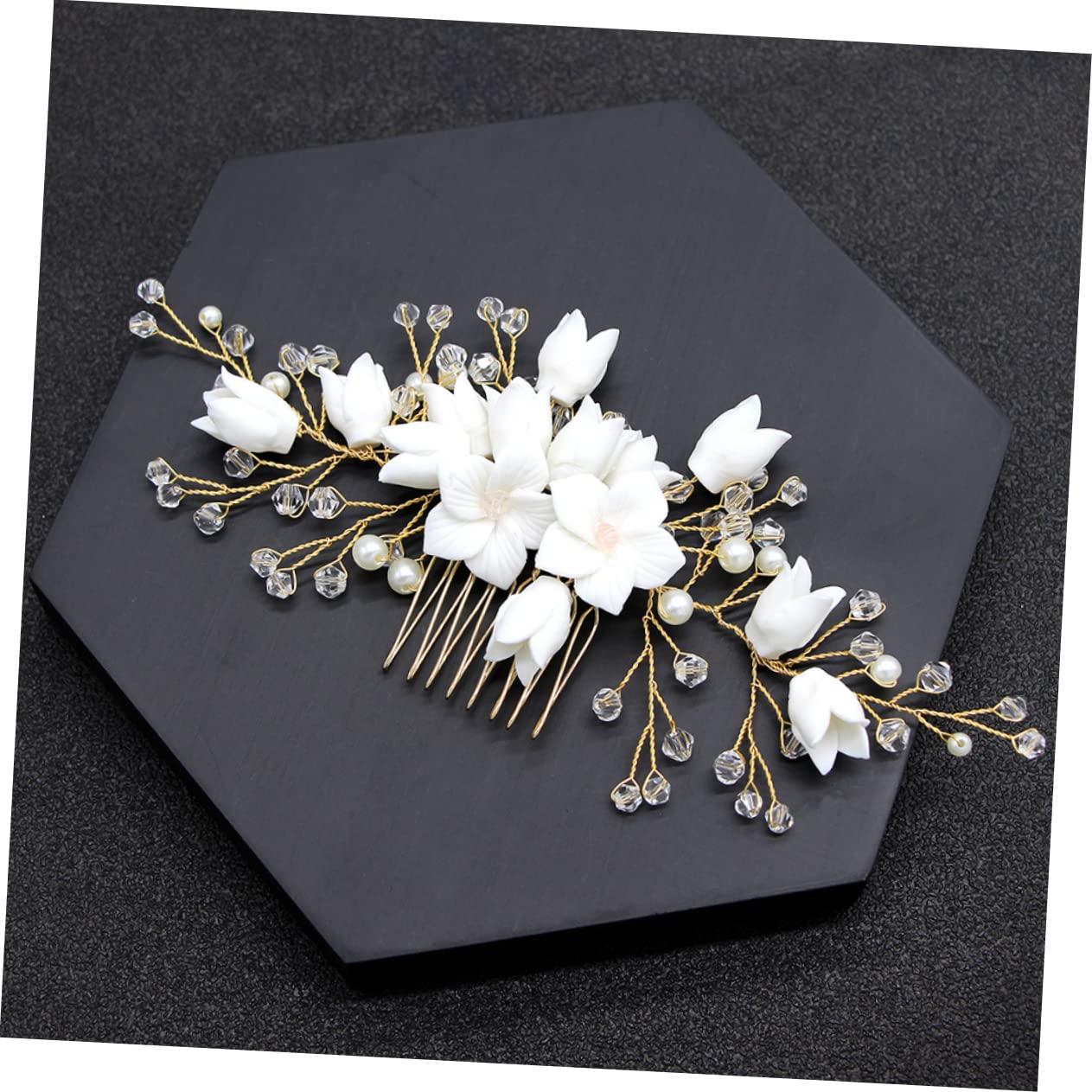 Gogogmee Gogogmee 3pcs White Wedding Headpiece Women Hairpin Bridal Hair Comb Bridal Side Comb