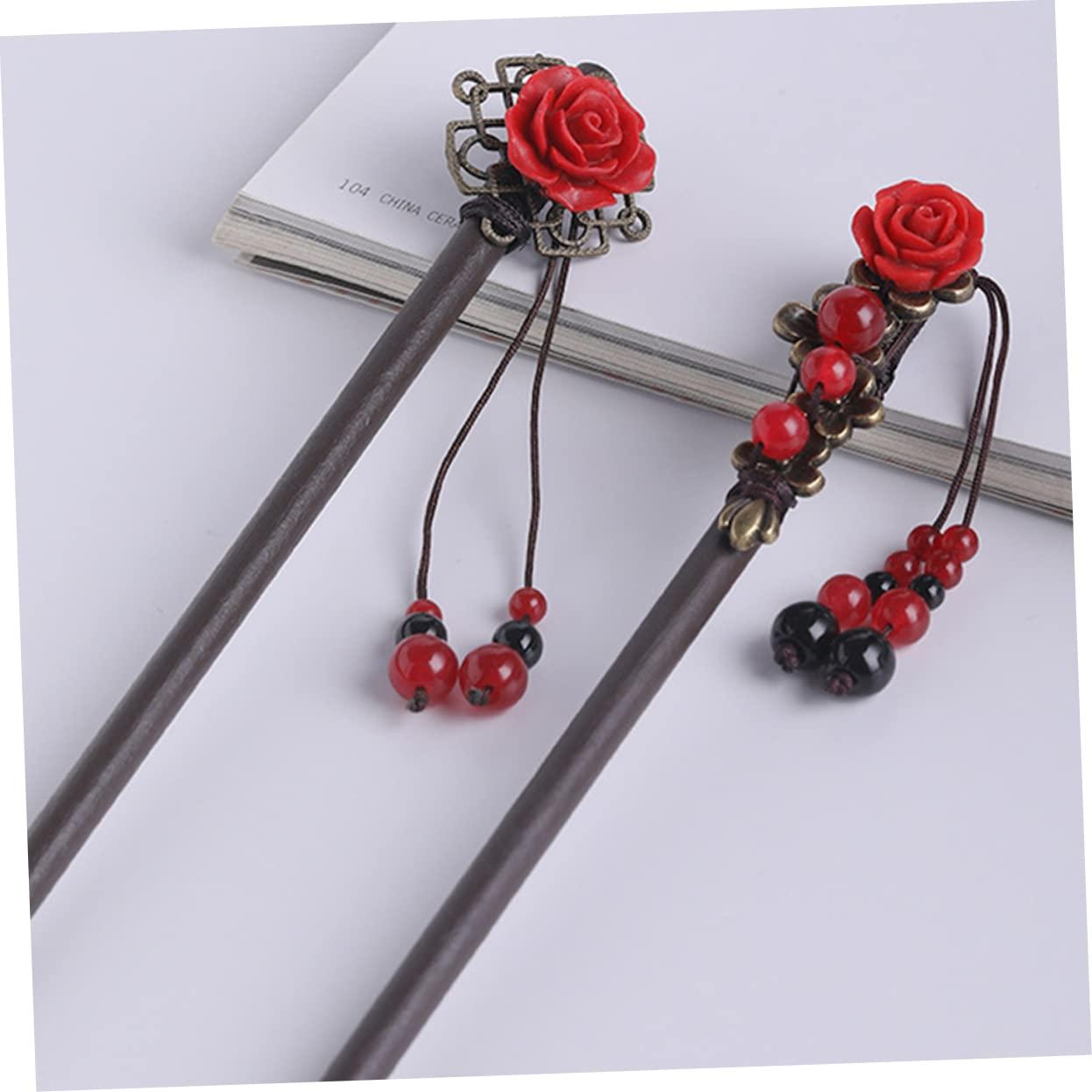 NOLITOY NOLITOY 2 Hair Chopsticks Chinese Hair Sticks Flower Hair Pins Hair Clips for Buns for Parties