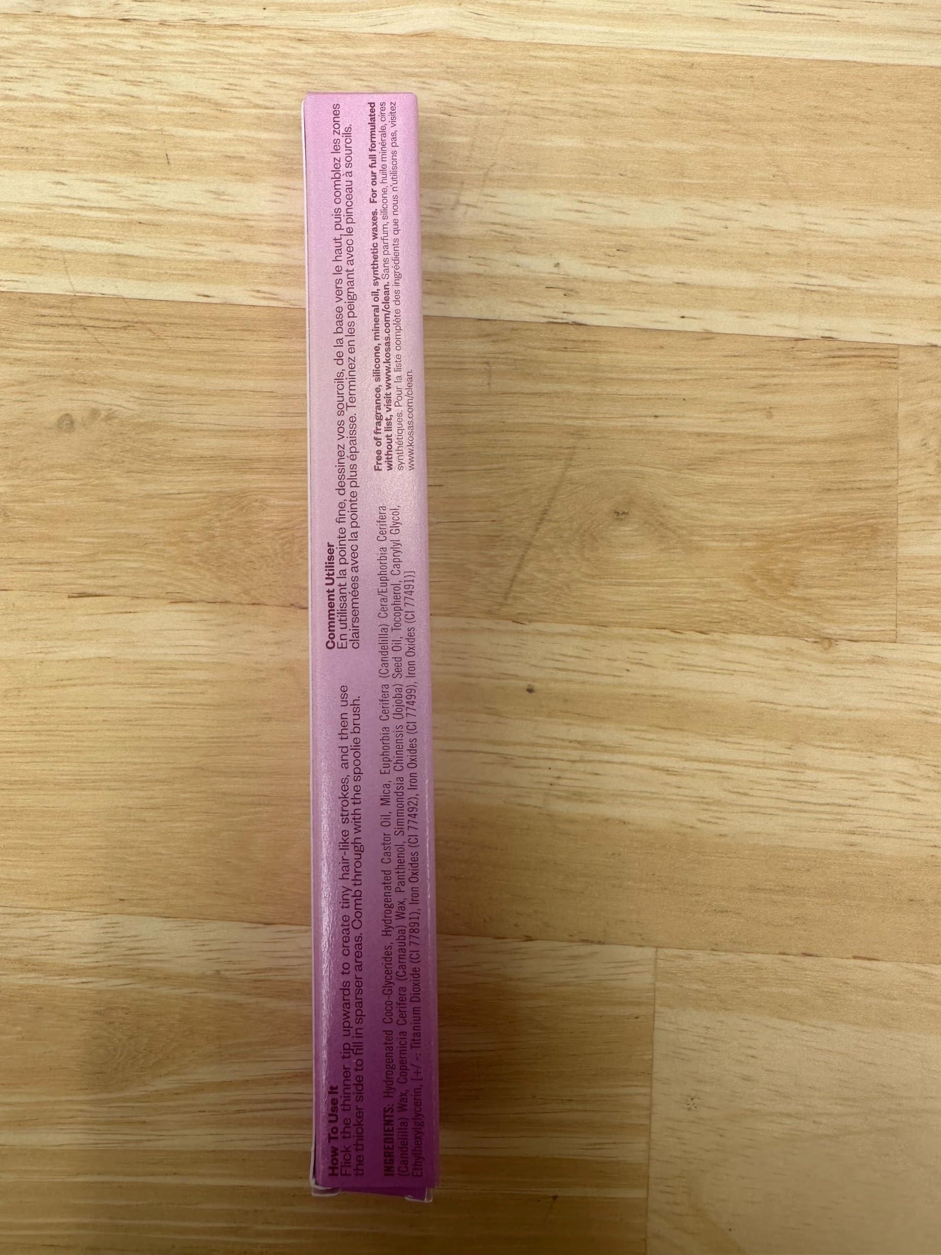 Kosas Kosas Brow Pop - Longwear Eyebrow Makeup, Dual-Sided Defining Pencil with Castor Oil for Soft, Natural Look of Real Hair - Medium Chocolate Brown