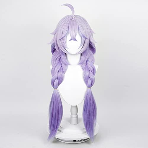 Aicos Aicos Purple Anime Wig with Double Braid, Long Cosplay Wig with Bangs, Heat Resistant Hair Wig for Women