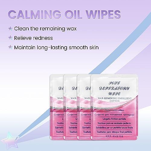 LaWink LaWink Lip Wax Strips Kit Cold Wax Strips Facial Hair Removal 20 Strips 4 Calming Oil Wipes for Sensitive Skin Types Women