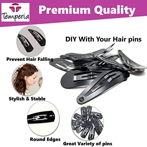 Temperia TEMPERIA Tic Tac Hair Clips for Girls (Pack of 36pcs) (5cm) (Matte Black) - Tik Tak Pins for Women