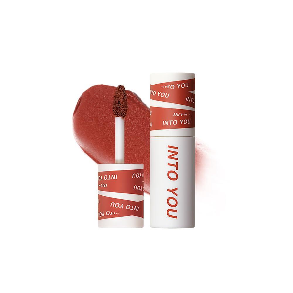 INTO YOU INTO YOU Matte Lipstick, Super Stay Lipstick for Women, Waterproof, Long Lasting Lipstick, High Impact Lipcolor with Lightweight Lip Mud Texture, Dual-use for Lips and Cheek, Red Lipstick (EM01)