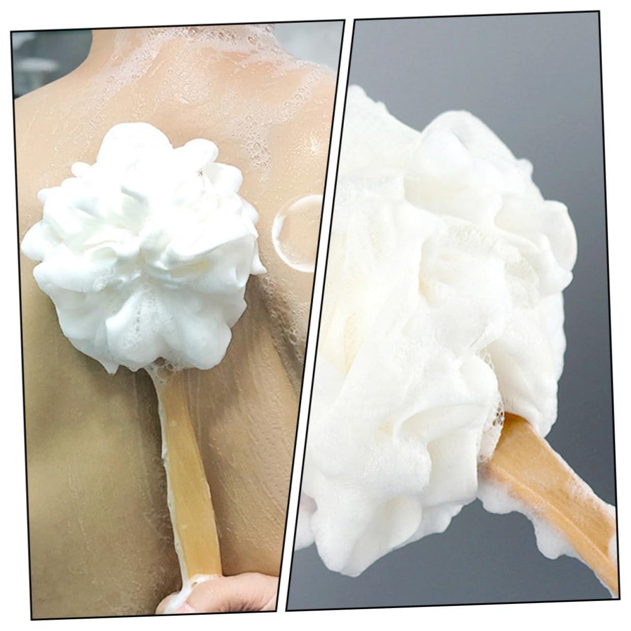 Healeved Healeved 3pcs Wooden Handle Bath Brush Body Cleaner Large Bath Puff Loofah Spong Esponjas para El Cuerpo Loofah Back Scrubber Long-Handled Shower Tool Mesh or Super Soft Cleaning Brush, 25x10cm