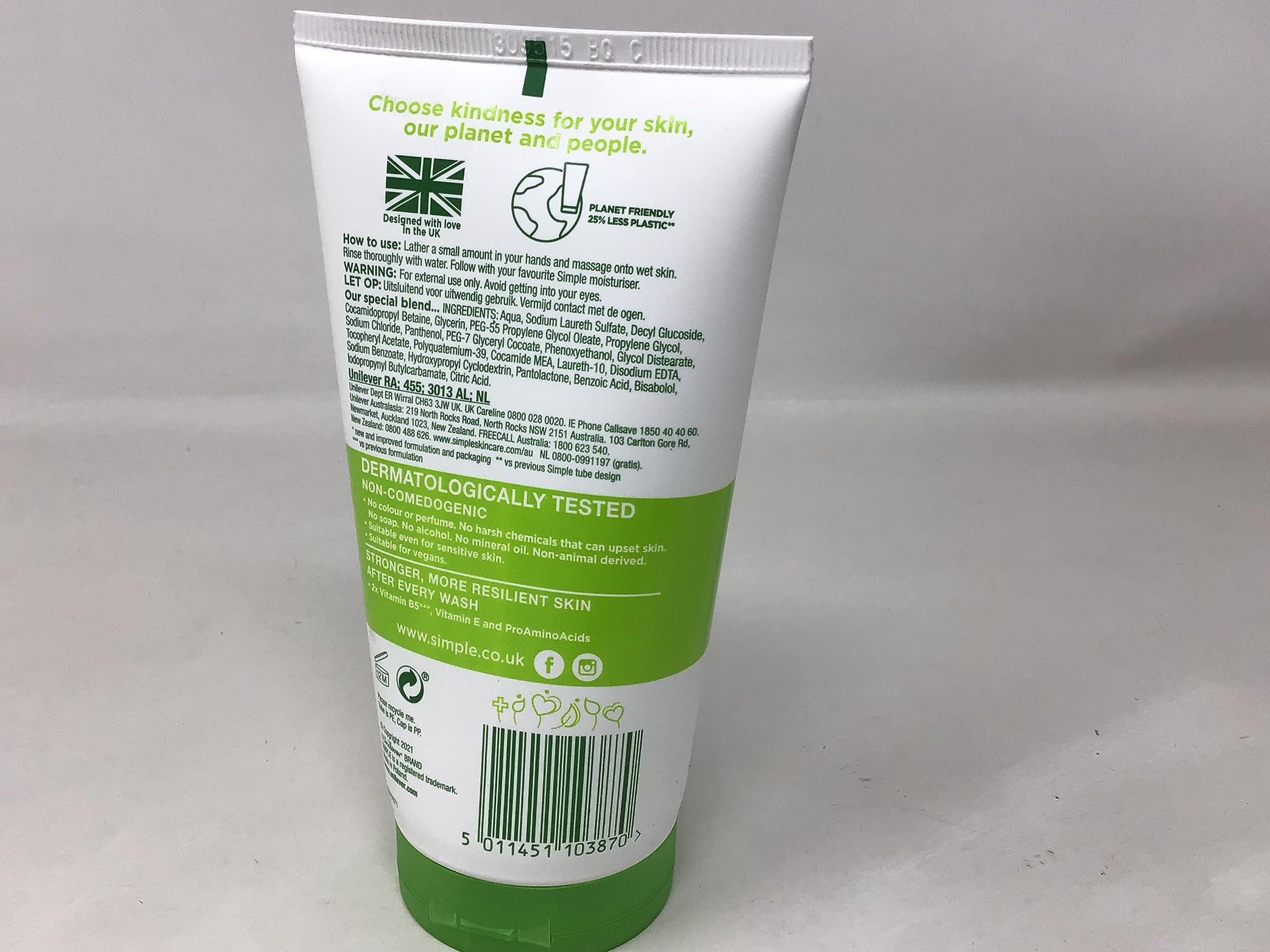 Simple Simple Moisturizing Kind to Skin Face Wash, 5 oz (4 pack) (Bundle)