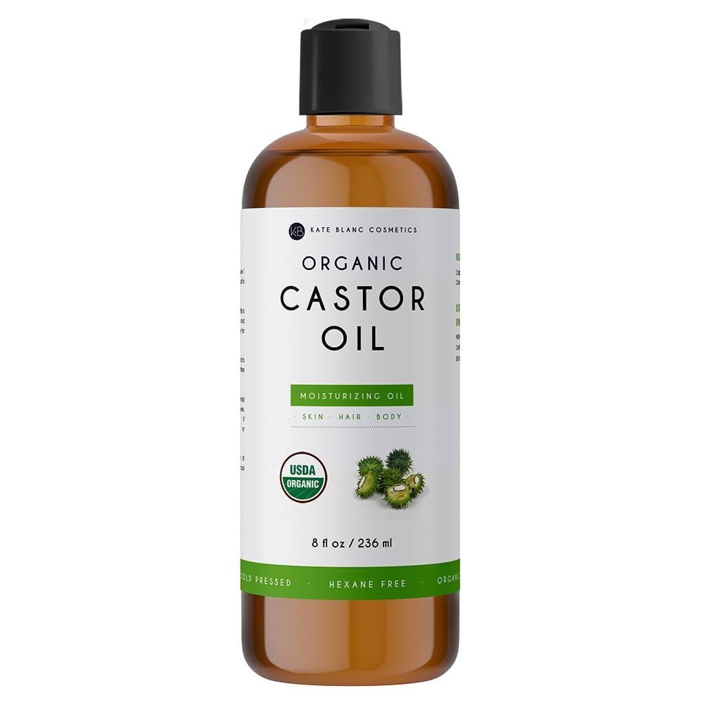 Kate Blanc Cosmetics Kate Blanc Cosmetics Castor Oil 8oz USDA Certified Organic. Cold-Pressed, 100% Pure, Hexane-Free. Promote Growth for Hair, Eyelashes, Eyebrows. Moisturizing For Dry Skin and Body