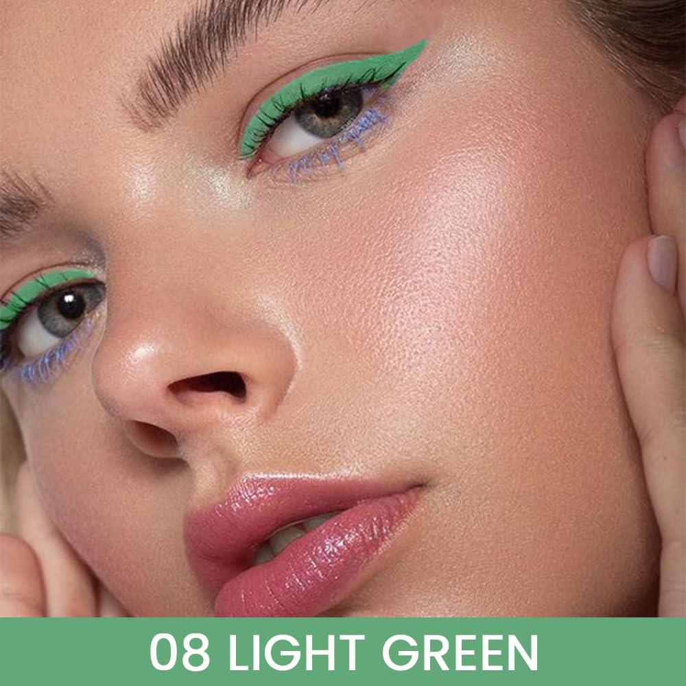 Kaely Kaely Light Green Gel Eyeliner Pencil,Waterproof Smudge Proof Eye Liner Pen,Cat Eye Goth Halloween Makeup,Eye Black Face Paint Lipstick Crayon,Color Colorful Eyeliner Eyeshadow Stick,08