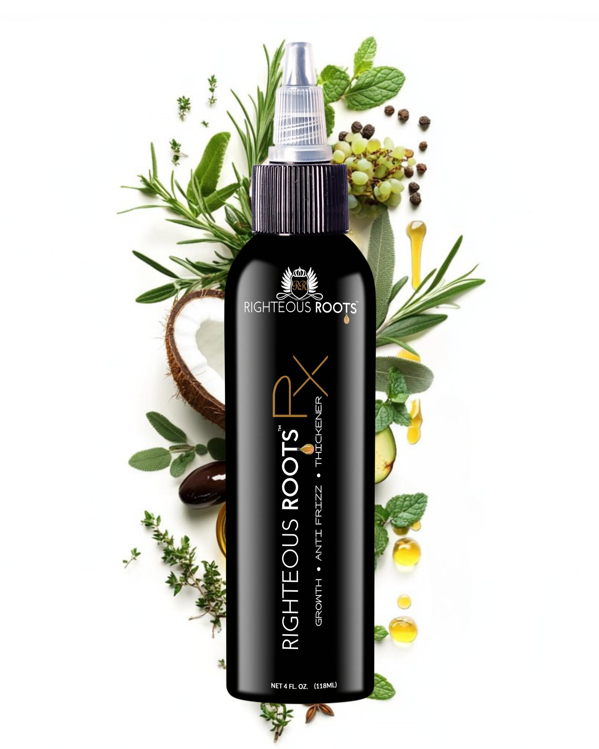 Righteous Roots Righteous Roots Rx Hair Oil for Hair Growth, Anti Frizz and Thickener Best for Curly, Wavy Natural Hair and Beards. 4fl oz (Previously known as Hair RX)