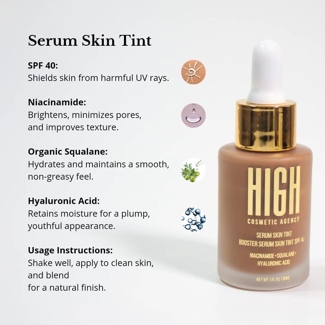 HIGH COSMETIC AGENCY BOOSTER SERUM SKIN TINT SPF 40,Intense Boost Serum Tint,Deep Shield Tint Serum,Luminous Deep Tint Serum With five unique shades - FAIR, LIGHT, MEDIUM, TAN, AND DARK (MEDIUM TO DEEP)