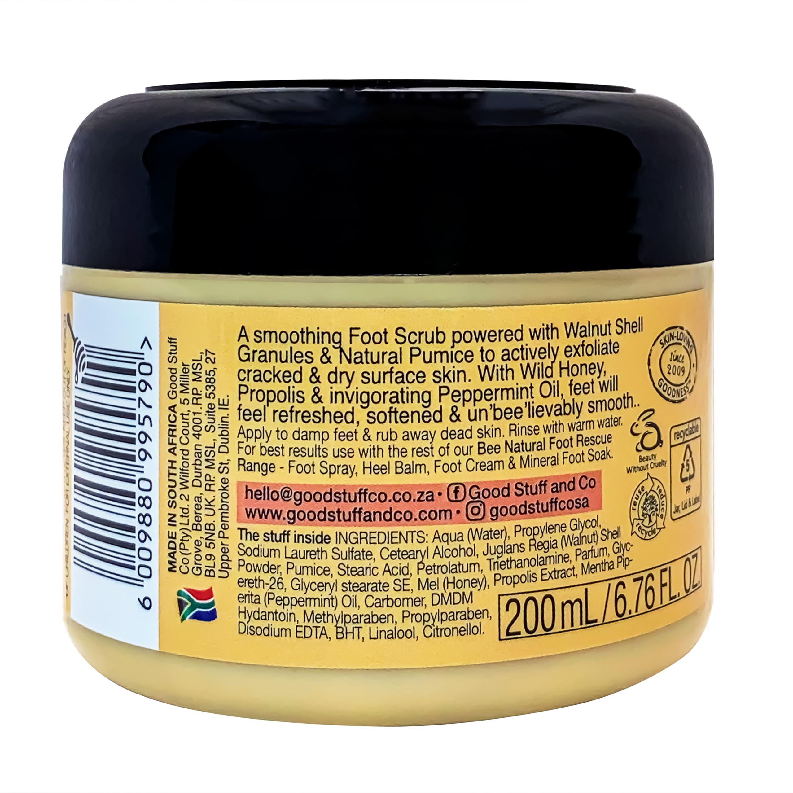 GOOD STUFF THE SKINCARE COMPANY Good Stuff Bee Natural Soothing Foot Scrub with Walnut Shell powder and Wild Honey 200ml /6.76 Fl.Oz