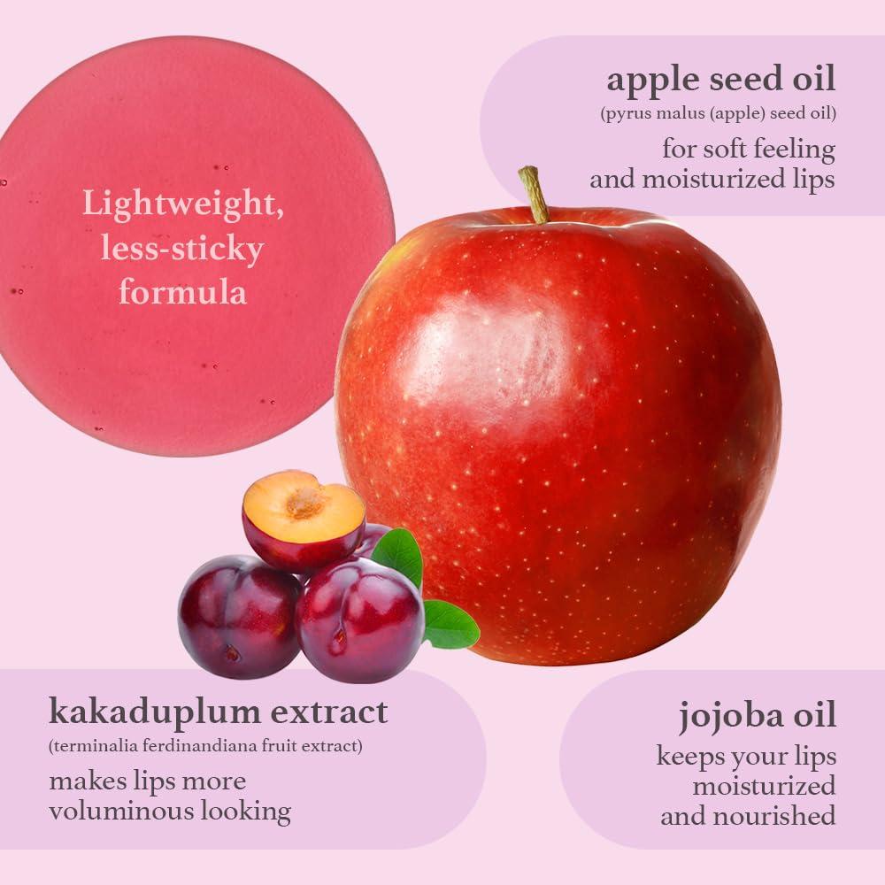 NOONI NOONI Korean Vegan Lip Oil - Appleplum | Lip Stain, Gift, Long-Lasting, Moisturizing, Plumping, Revitalizing for Dry Lips, Waterproof, No Peel Off, Korean Lip Tint 0.12 Fl Oz