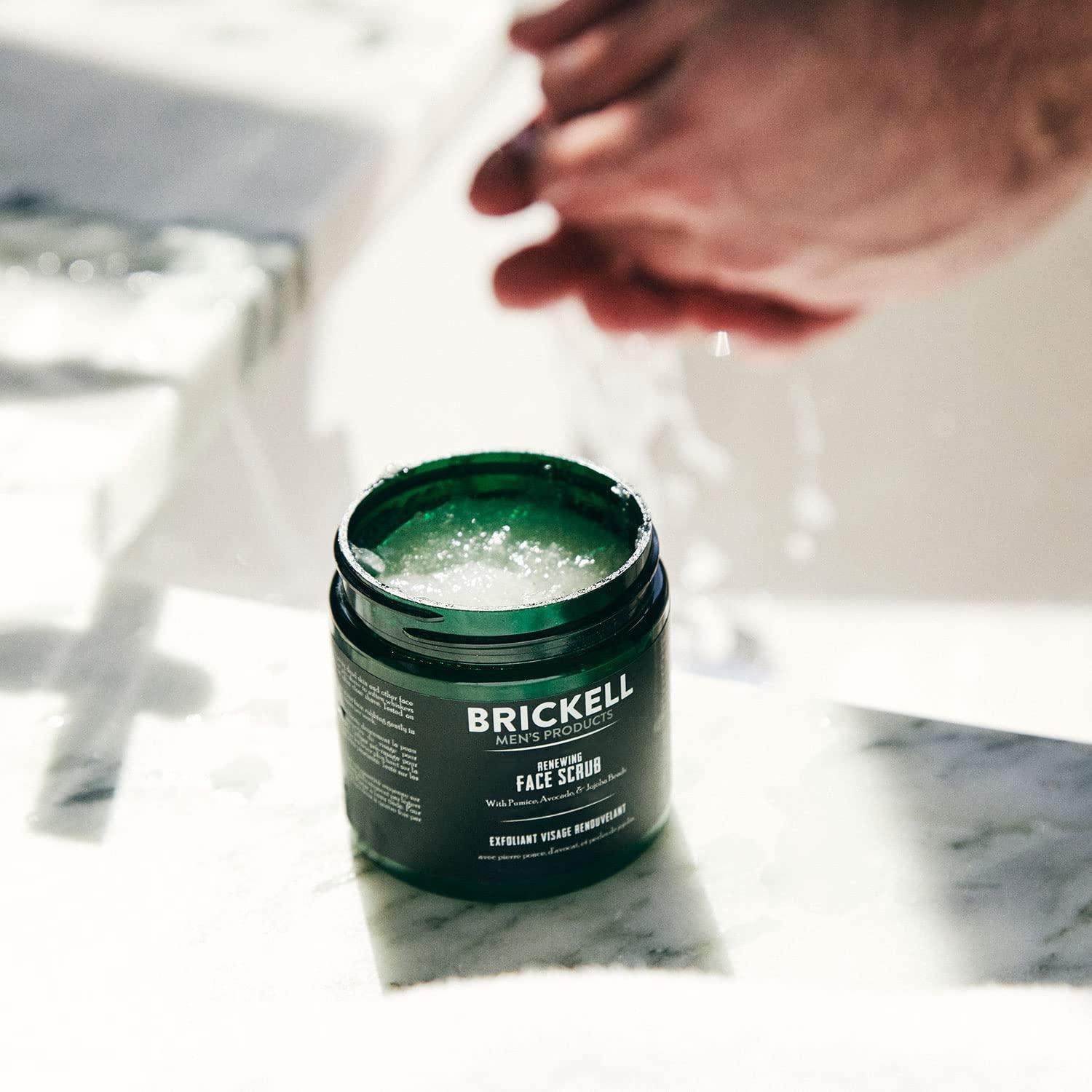 Brickell Men's Products Brickell Men's Renewing Face Scrub for Men, Natural and Organic Deep Exfoliating Facial Scrub Formulated with Jojoba Beads, Coffee Extract and Pumice, 2 Ounce, Scented