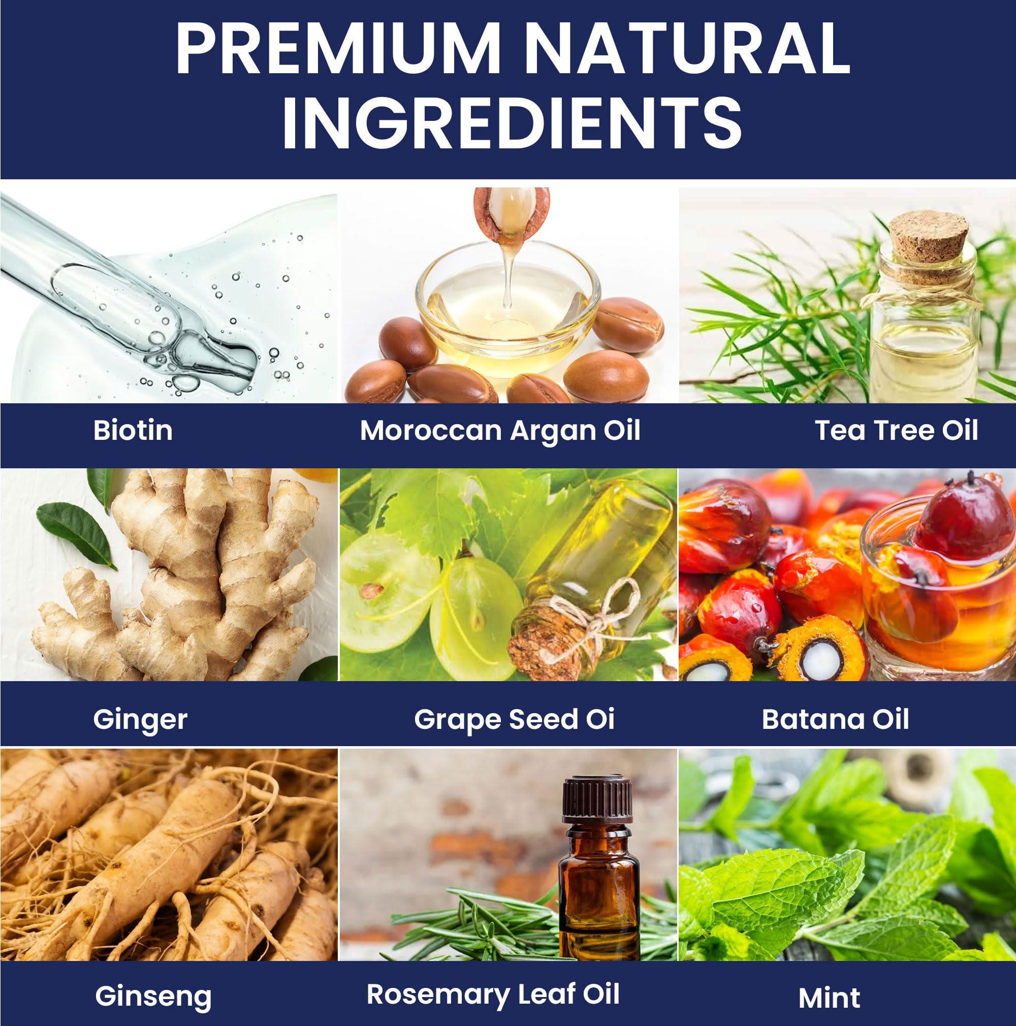 Uttse Uttse Biotion Hair Growth Shampoo for Men: Natural Thickening Shampoo with Tea Tree Oil Ginseng Mint for Hair Loss and Thinning Hair - 10.1 fl.oz, Dark Blue