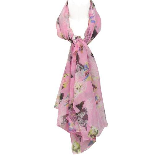 allydrew Allydrew Chiffon Under the Sea Fish Pattern Long Scarf, Pink