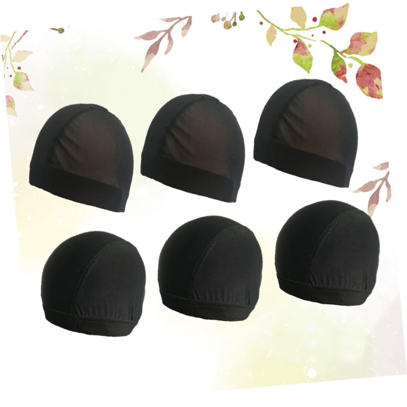 NOLITOY NOLITOY 6pcs Wig Hairnet Aqua Dreadlocks Caps Lap Adjustable Mesh Wig Cap Plugs Hairnets Swim Cap Bucket Lace Pool Hats for Woman Braids Cooling Swimming Women Hair Net Visor Arena Black