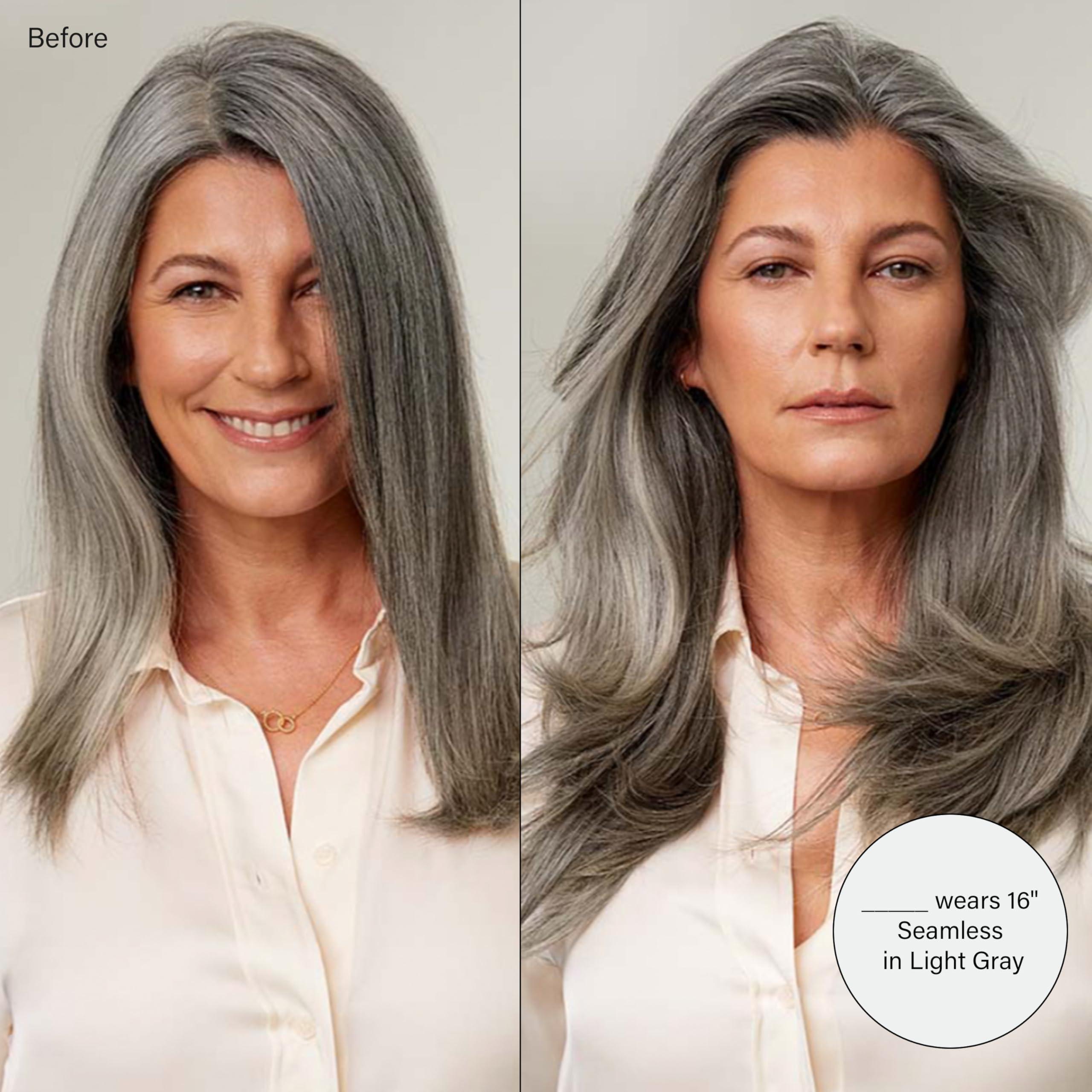 Luxy Luxy Hair 20\" Dark Gray Seamless Clip-In Hair Extensions (180 grams) 100% Remy Human Hair, Natural, Discreet, 10-Piece Set, Blends Easily