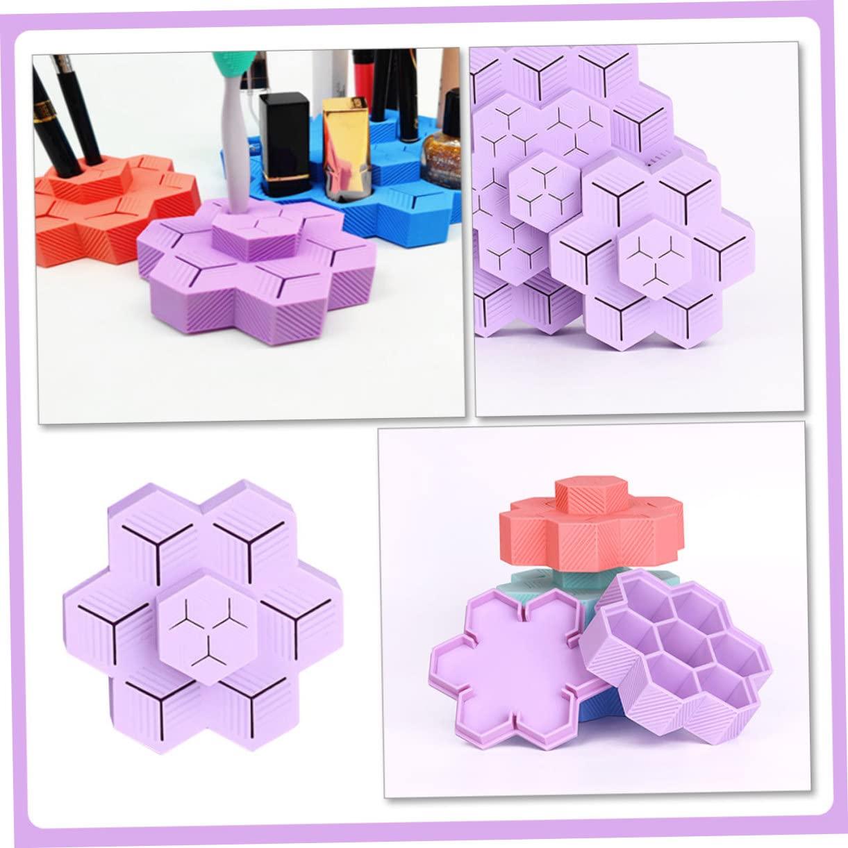 Mikinona Mikinona Lipstick Holder 10x9.5x4cm Purple Silicone Desktop Storage Rack Easy to Clean Home Shop Display Case