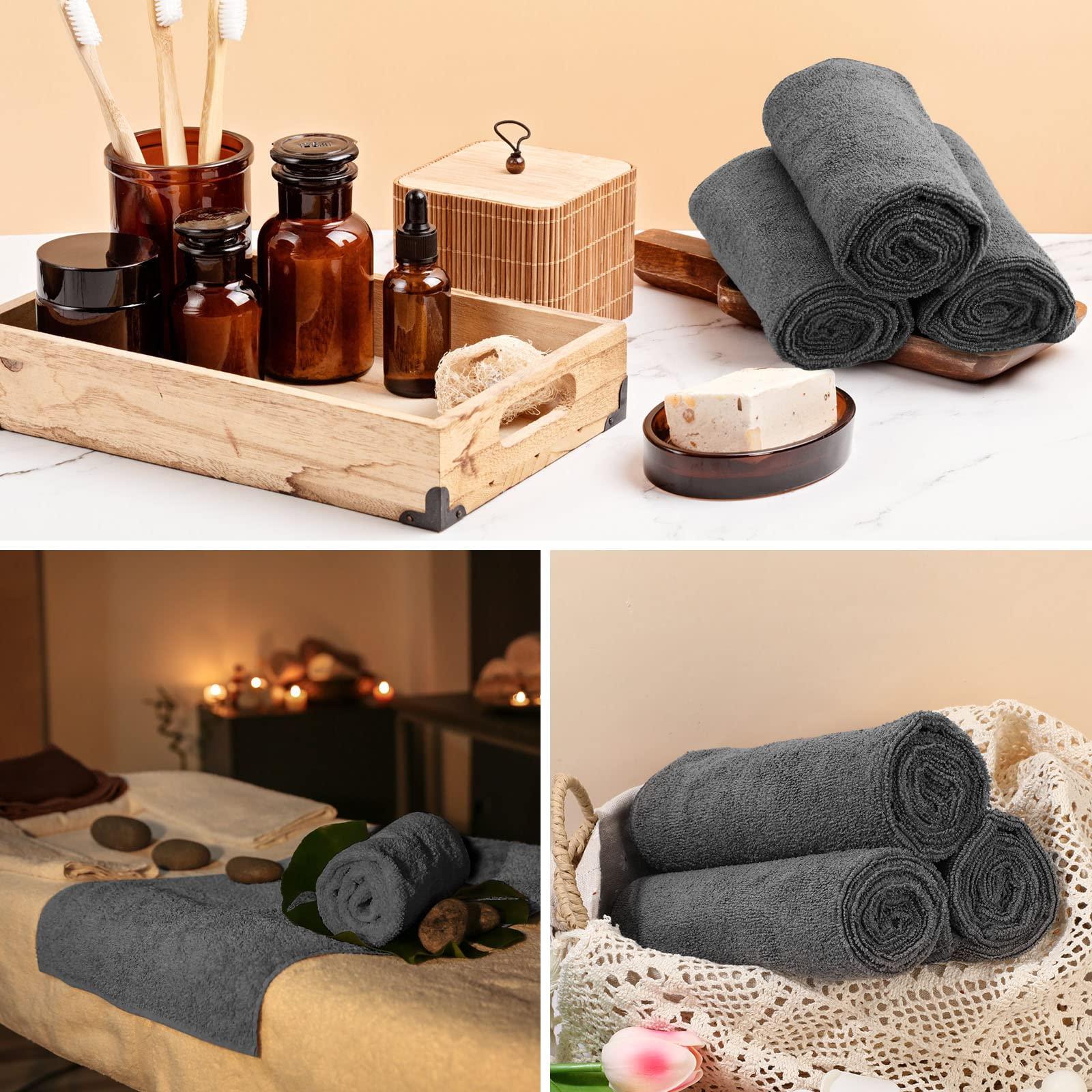 Shimeyao Shimeyao 40 Pack Bleach Proof Towels Microfiber Absorbent Resistant Hair Hand Towels Bulk Quick Dry 16 x 29 Inches for Barber Gym Bath Spa Shaving(Grey)