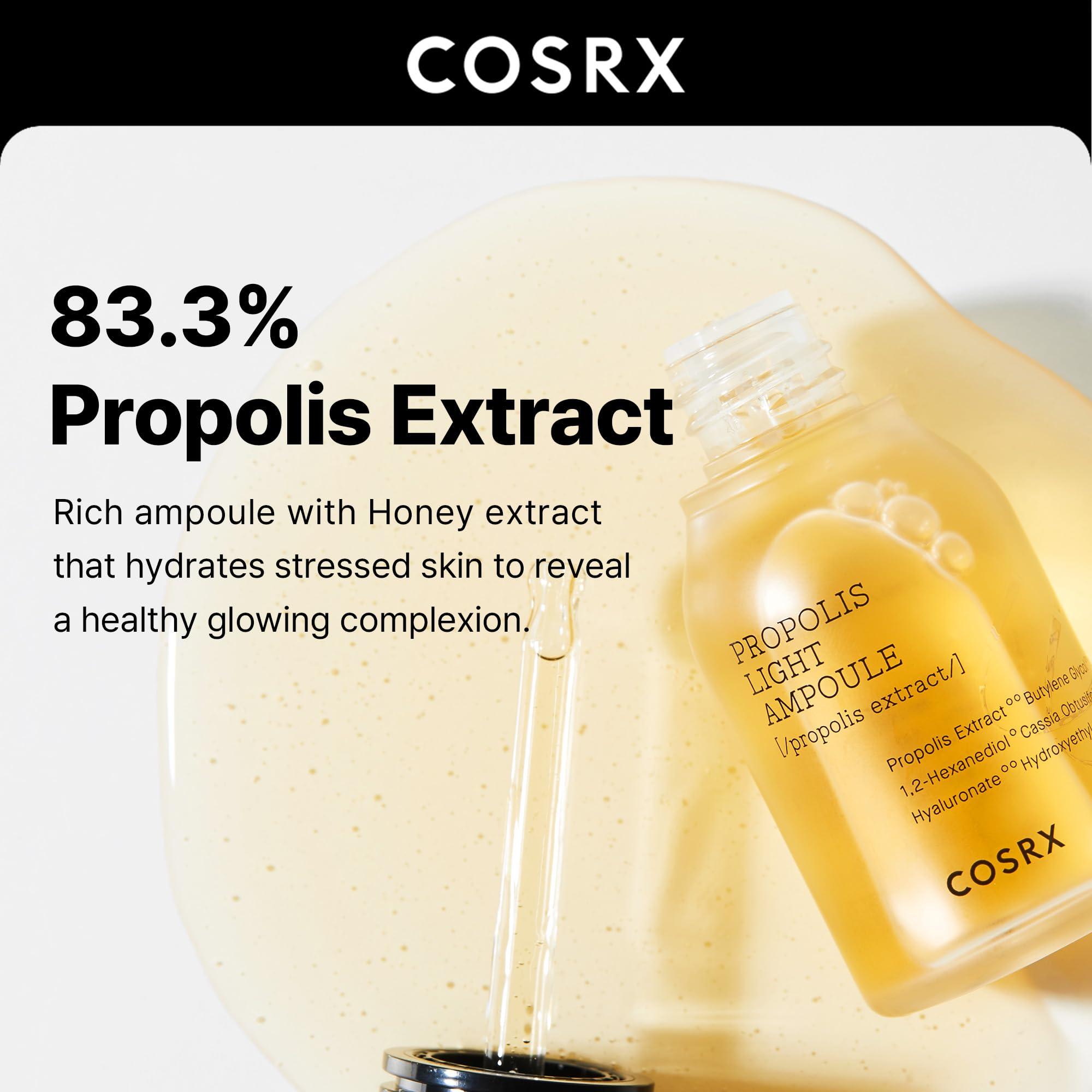 COSRX COSRX Propolis Ampoule, Glow Boosting Serum for Face with 73.5% Propolis Extract, 1.01fl.oz/30ml, Hydrating Essence for Sensitive Skin, Fine Lines, Uneven Skintone, Korean Skincare