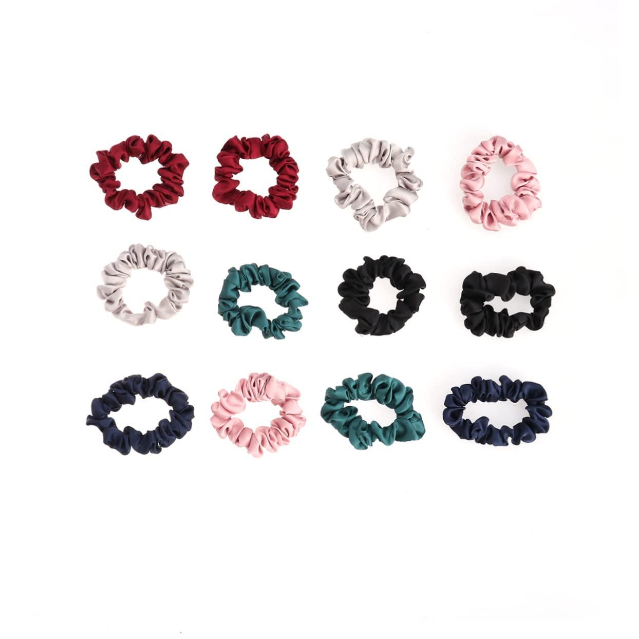 TOVINANNA 12pcs Girl Hair Scrunchy Hair Bands Hair Bands for Womens Hair Scrunchies for Hair Ribbons Satin Hair Scrunchies Satin Hair Tie Hair Bow Ponytail Holder Scrunchies for Women TOVINANNA