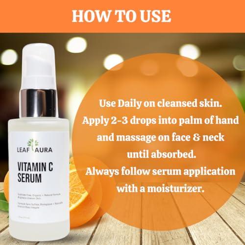 leaf aura Leaf Aura Vitamin C Serum, Sulphate-Free, Organic+ Natural Formula, Brightens Uneven Skin, Made In Canada, 29.5ml