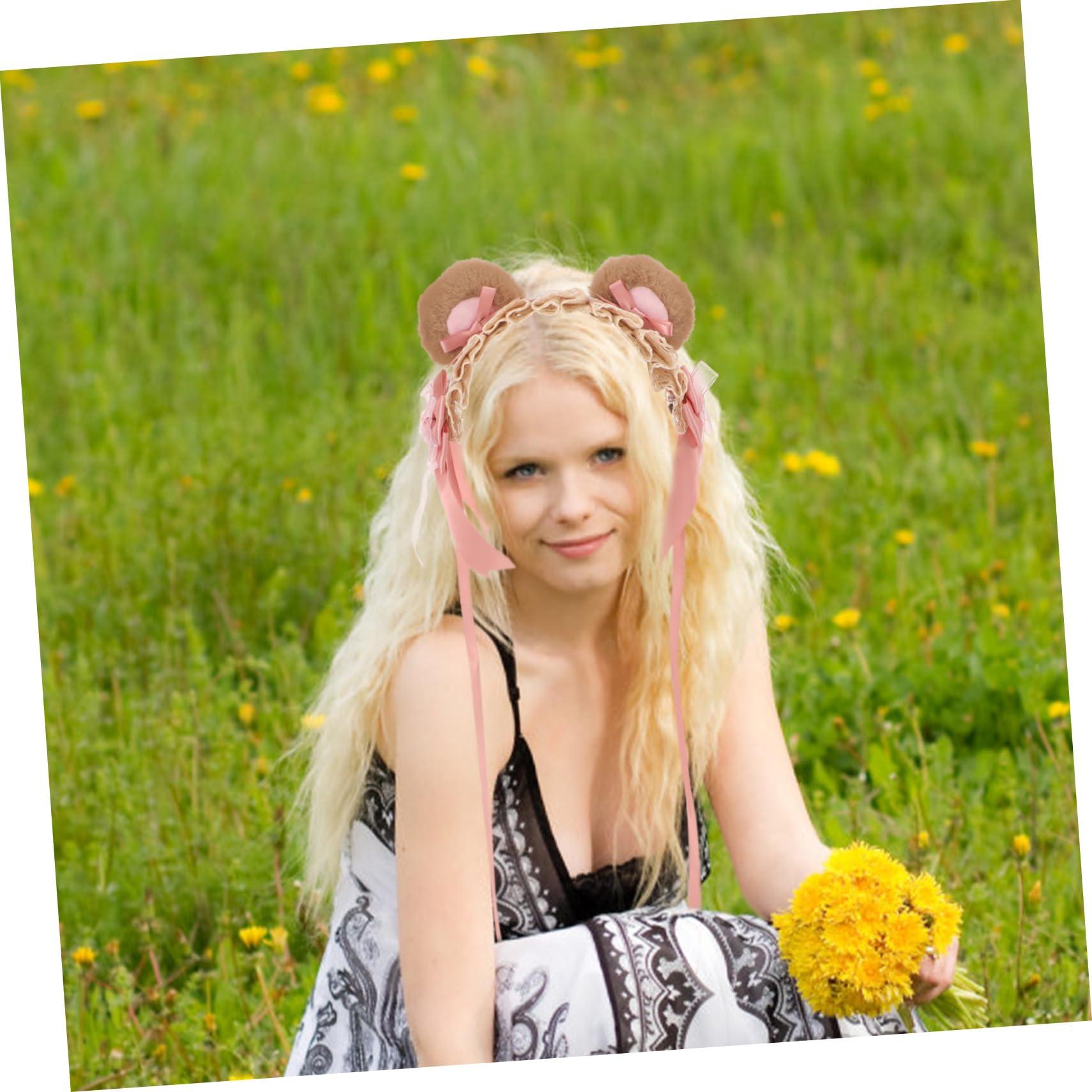 WOFASHPURET WOFASHPURET Bear Ear Hair Accessories Lolita Headband Adult Goth Headband Women Headbands Cosplay Headband Lolita Headdress Cosplay Headpiece Cute Headbands for Women Headband for Teens Plush