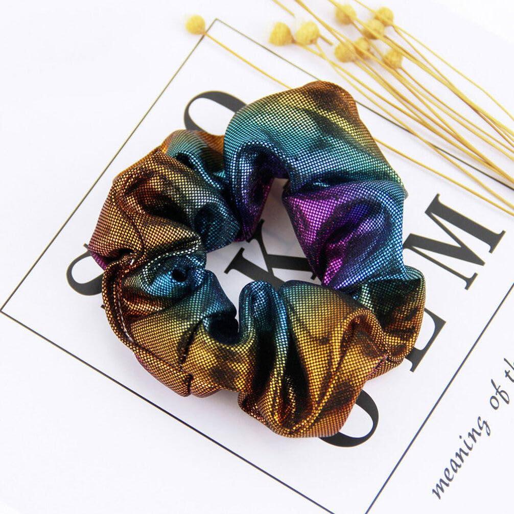 FRCOLOR Hair Scrunchies For Women 8Pcs Neon Scrunchies Shiny Scrunchies For Girls Big Scrunchies Elastic Hair Bands Hair Ties Ponytail Holder For Dance Party Club Hair Accessories