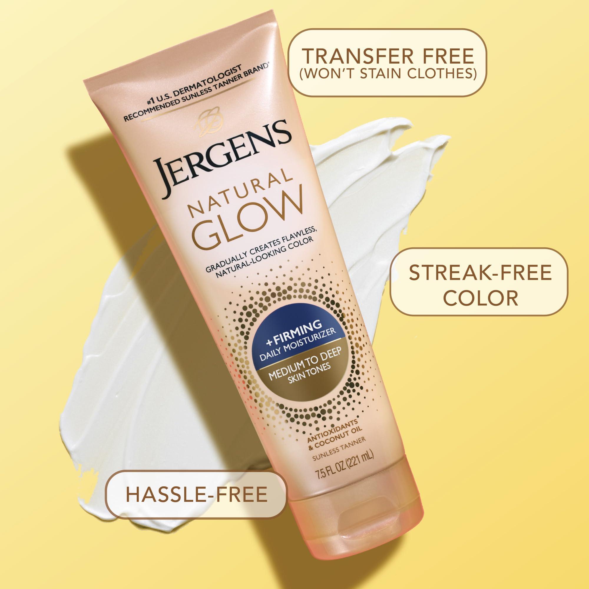 Jergens Jergens Natural Glow +Firming Self Tanner Body Lotion, Medium to Deep Skin Tone, Sunless Tanning Moisturizer with Collagen and Elastin, Helps to Visibly Reduce Cellulite, 7.5 Oz, Pack of 2