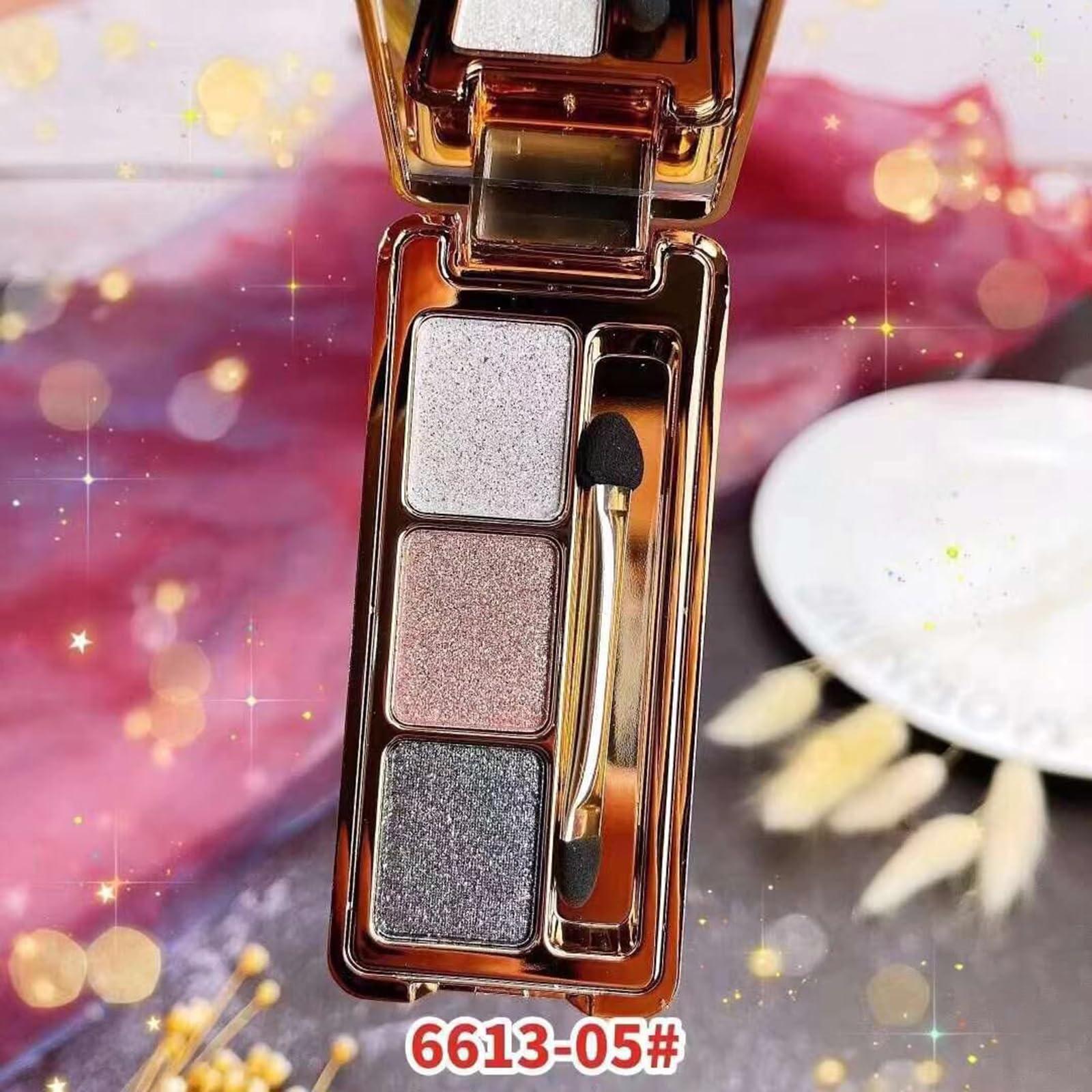 Impeccablery Glitter Eyeshadow Palette,3 Colors Shimmer Eyeshadow Palette Gold Eyeshadow Highly Pigmented Long Lasting Waterproof Sweatproof Eye Shadow Palette Makeup for Women Eye Shadow Palette Makeup (5#)