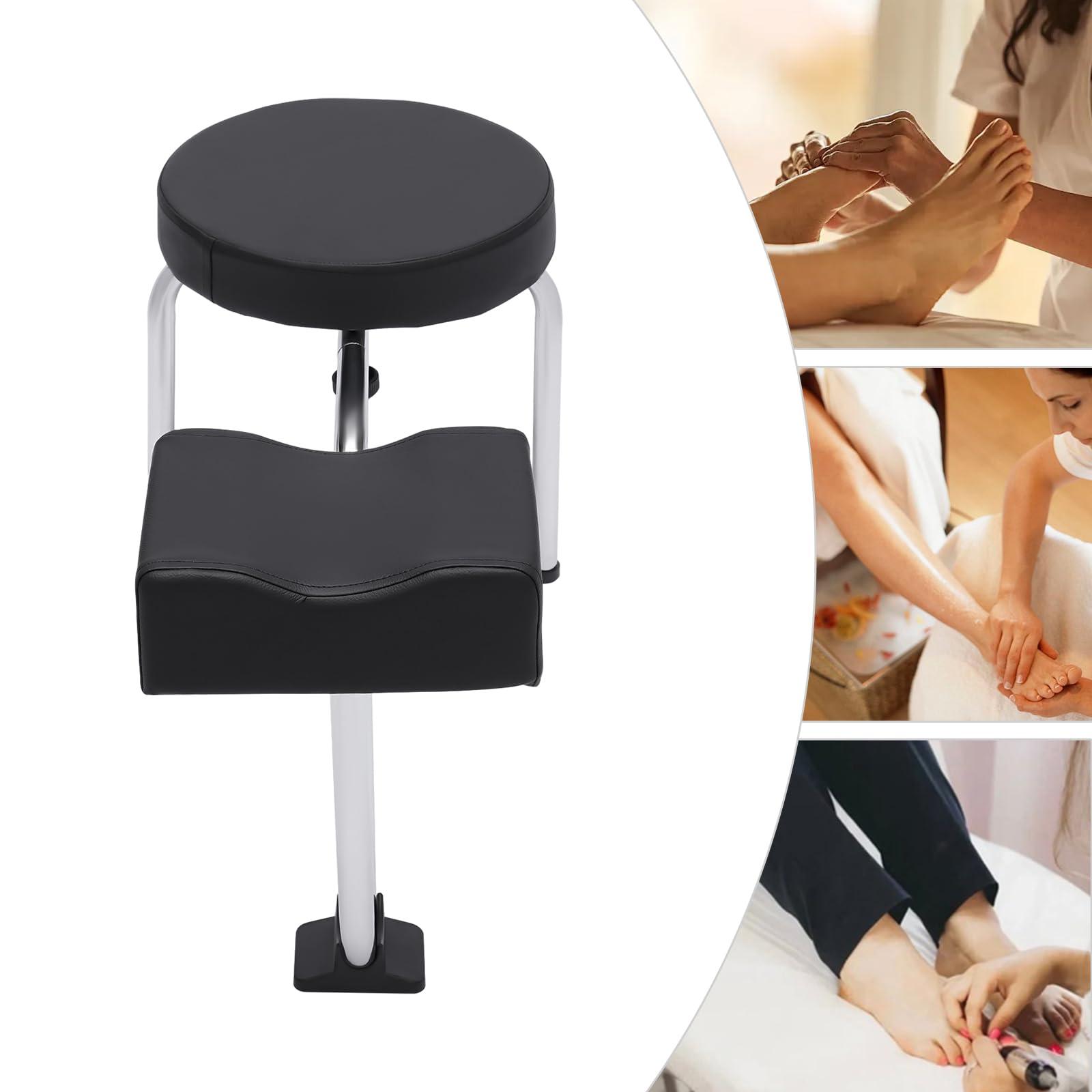 ACNAO ACNAO Pedicure Stool with Footrest,Modern Style Height and Length Adjustable Leg Rest PVC Pad Pedicure Foot Rest Stand Nail Station for Spa Beauty Salon Studio Equipment Supplies,Black