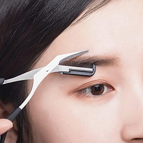 vipolish 1PCS Professional Precision Eyebrow Trimmer Men Eyebrow Shear Scissors With Comb and Non Slip Finger Grips Eyelash Hair Scissors Cutter Remover Tool Eyebrow Grooming Tool