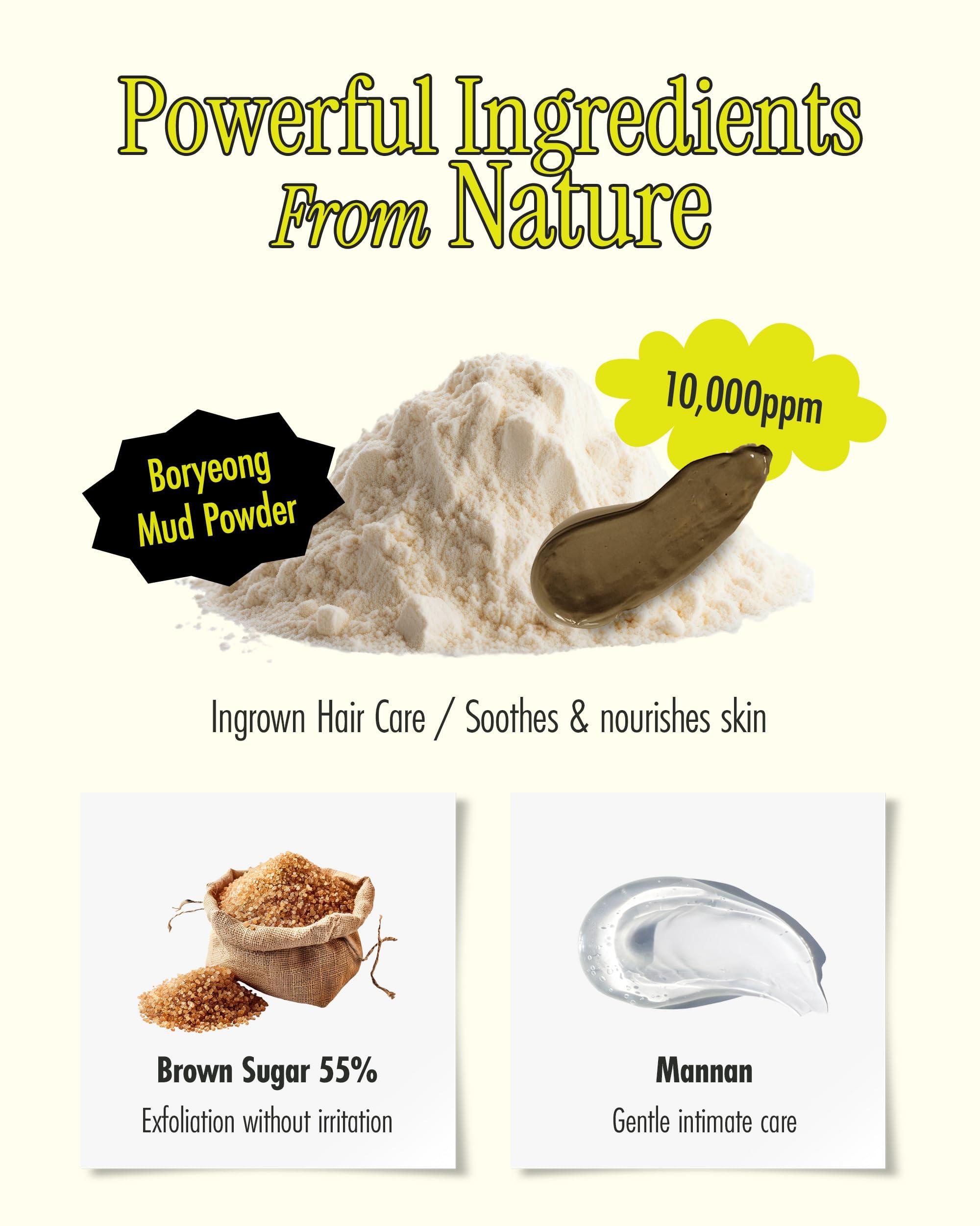 BRMUD BRMUD Relief Mud Secret Body Scrub | Korean Body Wash Scrub Exfoliator for Ingrown Hair & Razor Bumps | After Waxing Care Feminine Wash w/Brown Sugar | Body Wash for Sensitive Skin (6.34 fl oz)