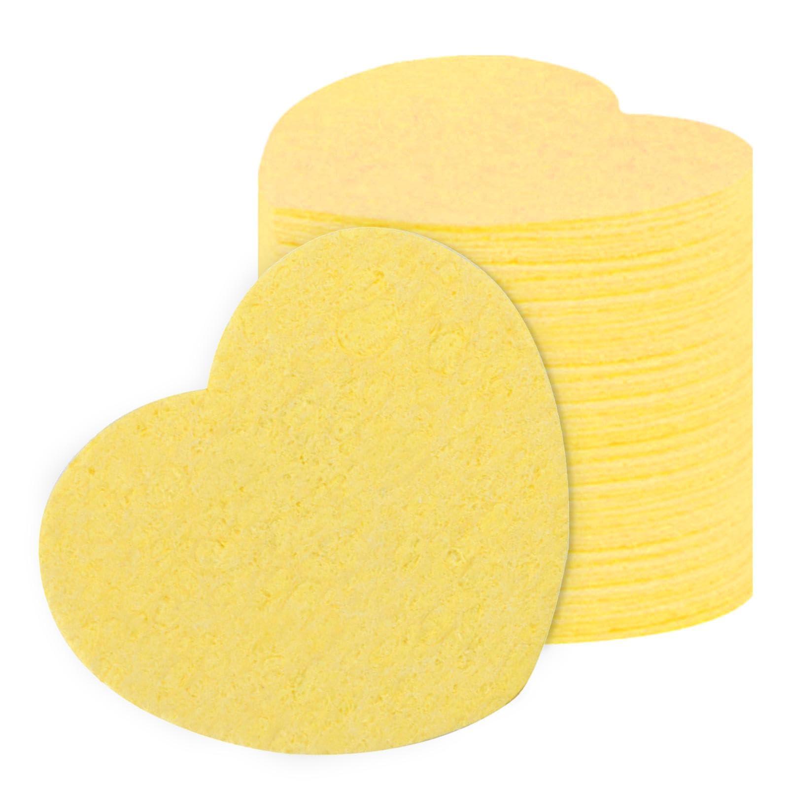 Kumprohu 20-Count Facial Sponges, Heart Shape Compressed Sponges for Facial Cleansing & Makeup Remover, Portable Compressed Sponge for Travel, Camping, Everyday Use