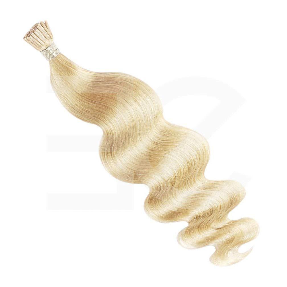Drasawee Drasawee Pre Bonded I Tip Hair Extensions Human Hair Body Wavy Stick Tip Human Hair Extension Real Human Hair for Women 15'' 100g 613# Bleach Blonde