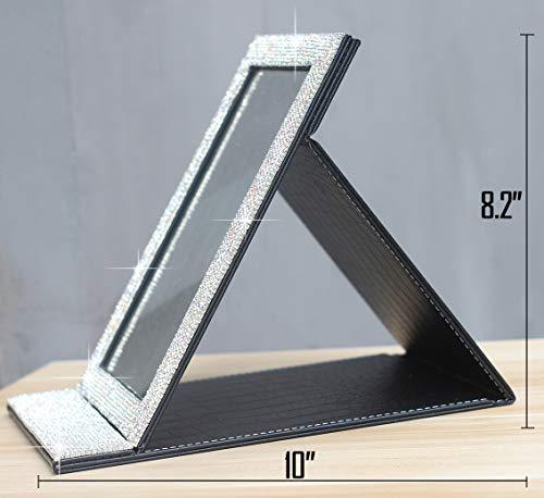 Bestbling Bestbling Bling Portable Mirror Folding Travel Vanity Mirror with Desktop Standing Makeup Mirror for Cosmetics Beauty (Black)