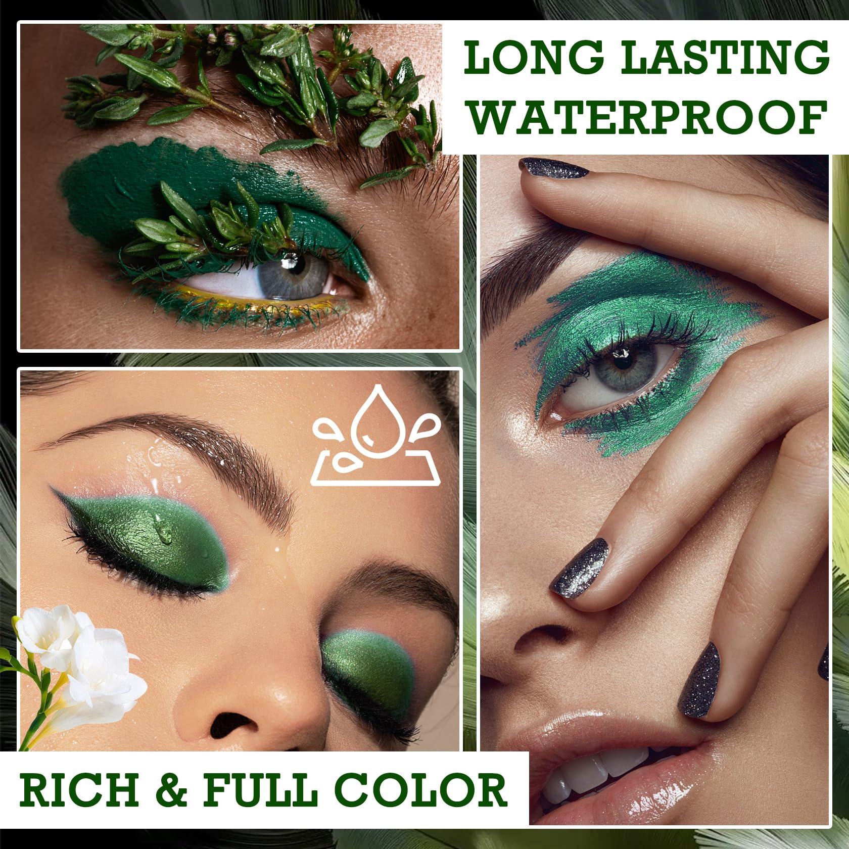 XMXueMei Green Glitter Eyeshadow Palette,9 Colors Matte Waterproof Eyeshadow Makeup Pallete,Blendabale Long Lasting Highly Pigmented Shimmer Eye Shadow Palette Green Christmas Party Halloween Daily Makeup