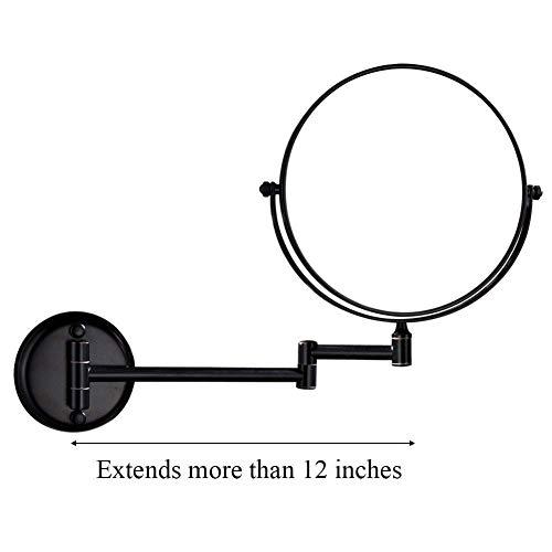 BABUUN BABUUN Wall-Mounted Shaving Mirror Black 10X Magnification + Normal 8-Inch Double-Sided Round Bathroom Vanity Mirror Swivel