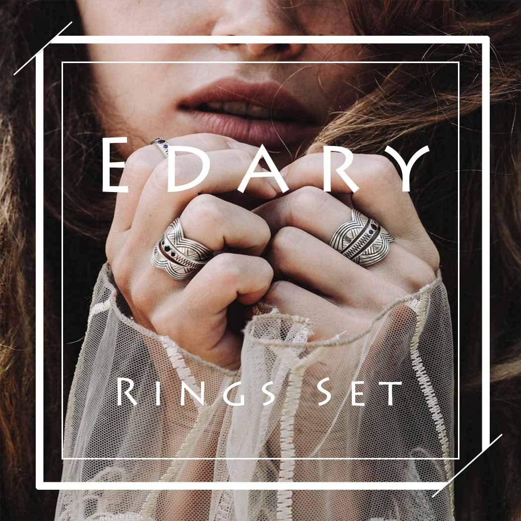 Edary Edary Boho Drop Water Gemstone Rings Set Crytsal Joint Knuckle Ring Gold Rings for Women.(5PCS)
