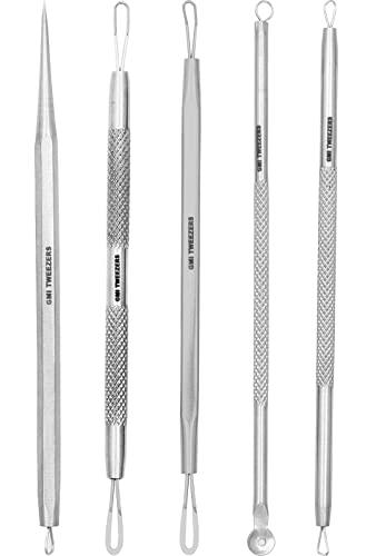 GMI-TWEEZERS GMI-TWEEZERS Blackhead Remover- 5 Piece Blackhead Extractor Tools Set for Pore Vacuum Extraction- Professional Grade Facial Cleaning & Blemish Removal- Blackhead Extractor Tools.