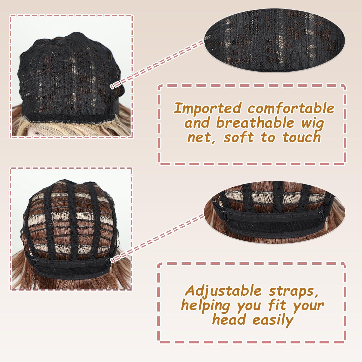 MLDconcinnty MLDconcinnty Men's Wig Slicked-back Side Part Short Brown Mix Blonde Layered Realistic Synthetic Fiber Wigs Daily Use Cosplay Costume Wig