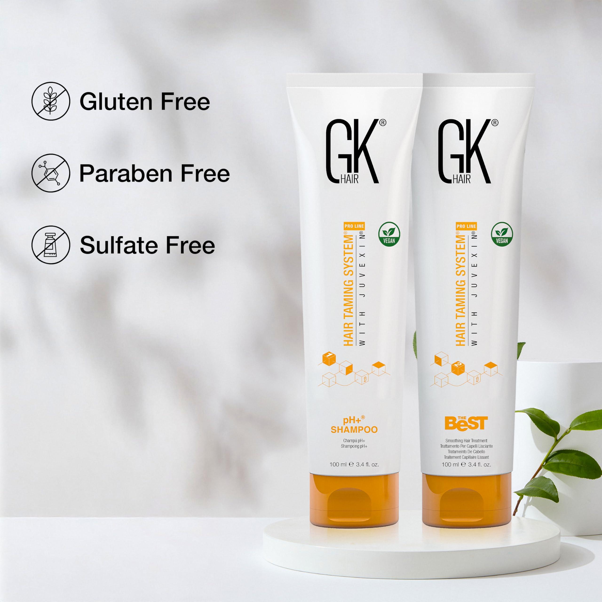 GK HAIR GK HAIR Global Keratin Professional Brazilian Keratin Hair Treatment Kit (100ml/3.4 Fl. Oz.) With PH shampoo- The Best Smoothing & Strengthening to make Hair Healthy - Formaldehyde free, Sulfate-free