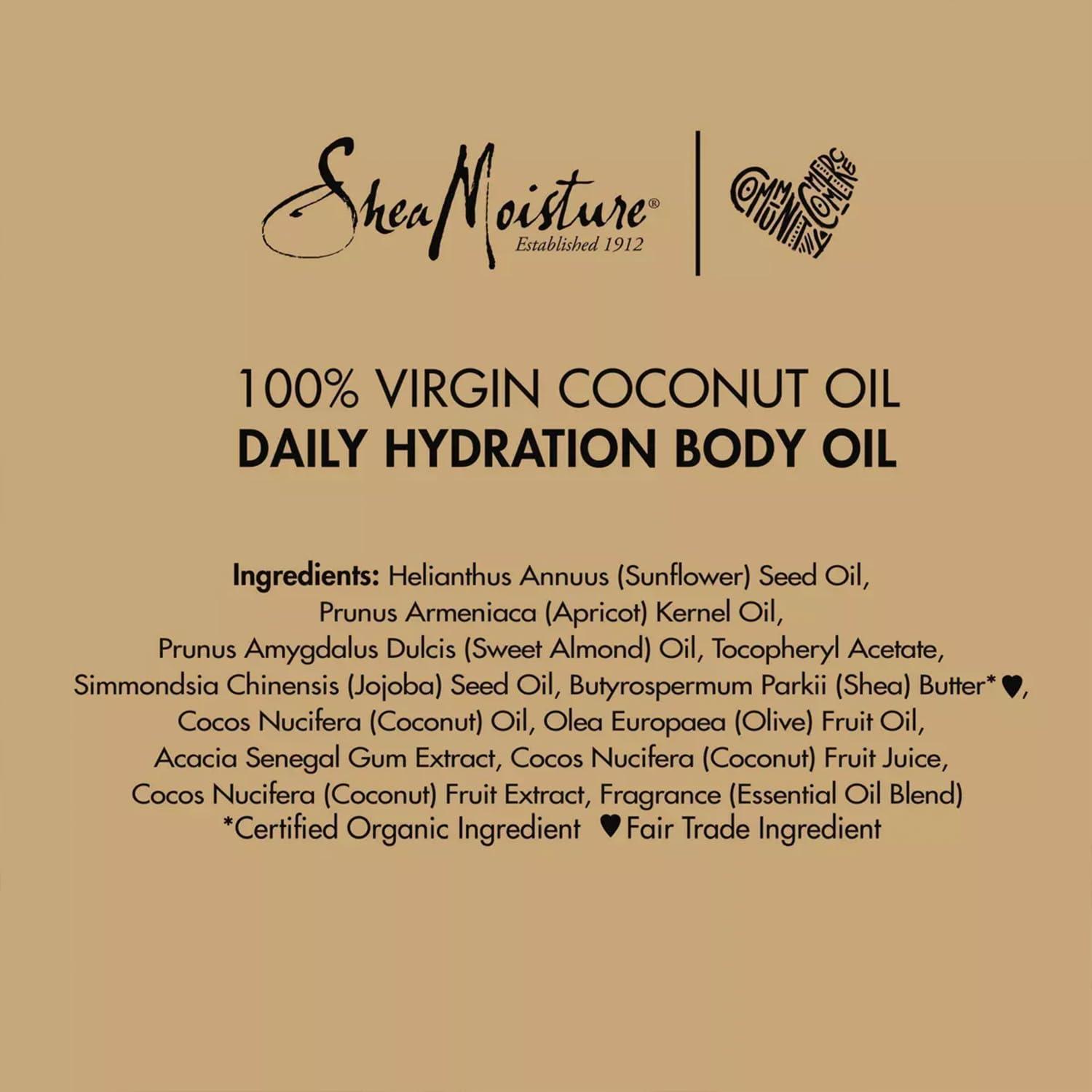 SheaMoisture SheaMoisture Body Oil, Daily Hydration 2-Pack Lightweight, Non-Greasy Moisturizer with 100% Extra Virgin Coconut Oil, Coconut Milk, and Acacia Senegal, 8 Oz Ea