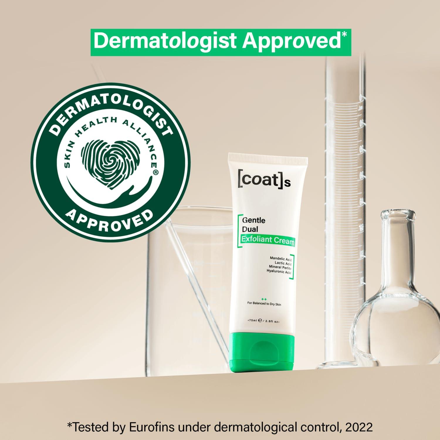 COATS Coats Gentle Dual Exfoliant Cream Face Scrub  Helps Prevent Breakouts + Boosts Skin Radiance with Weekly Use  Dermatologically Approved + Clinically Proven  2.5 oz