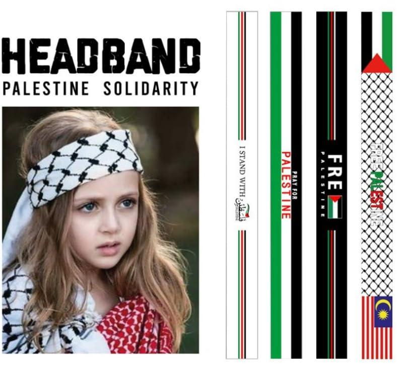 ZENRUIMING ZENRUIMING 4 Palestinian Flag Headbands, Palestinian Flag Hair Accessories, Pales Flag Sports Cheer Bandana