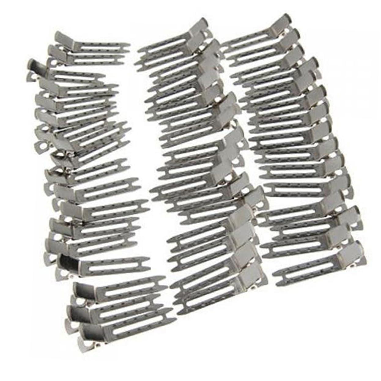 Didiseaon Didiseaon 50pcs Double Prong Metal Hair Clips Silver Plated Small Hair Alligator Clips for Braiding and Diy Hair Bow Making