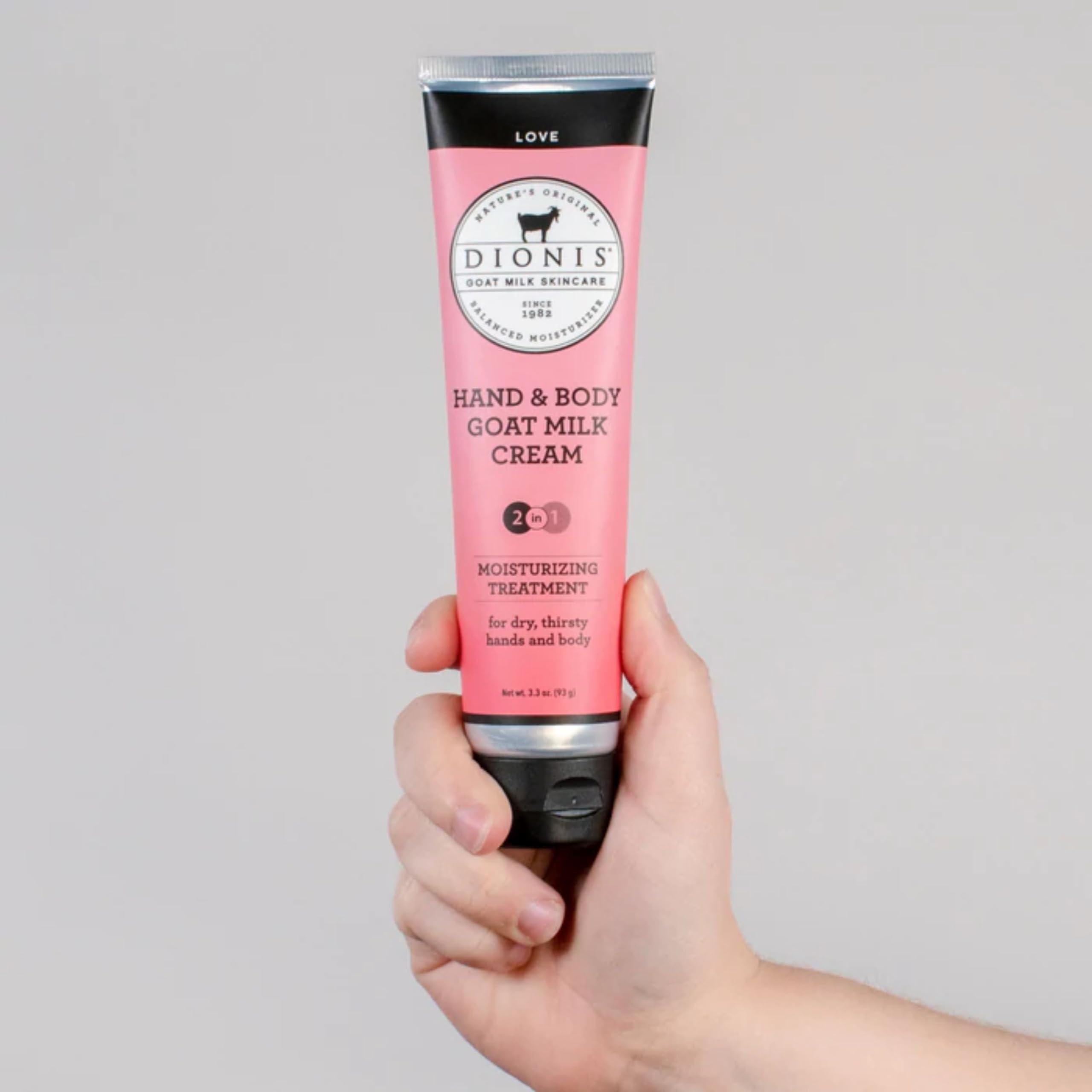 Dionis Dionis Goat Milk Skincare 3.3 oz Love Scented Hand & Body Cream - Travel Size Hand Lotion For Hydrating & Moisturizing Dry Skin - Cruelty Free Cream Made In The USA - Paraben Free Formula