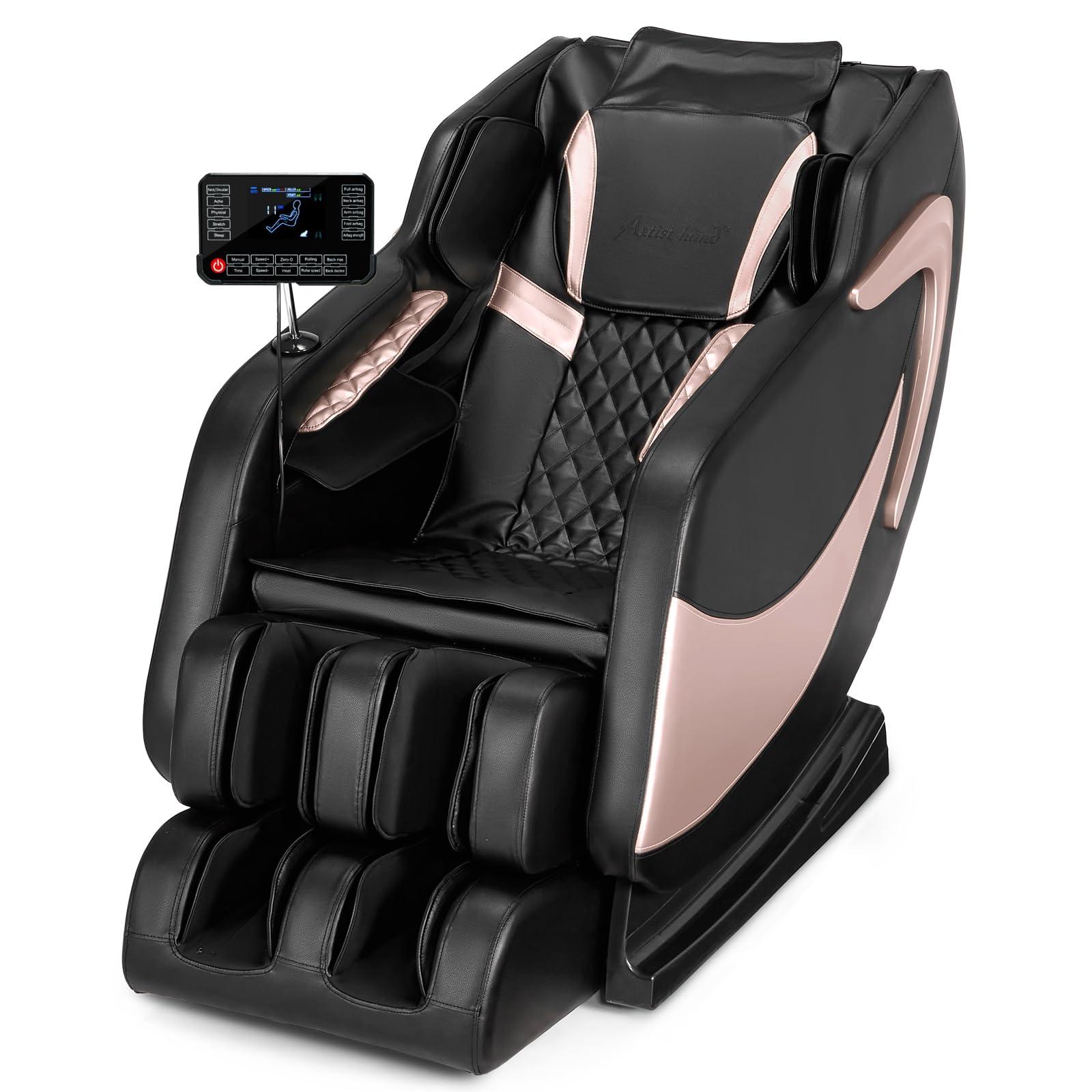 Artist hand Full Body Zero Gravity Shiatsu Massage Chair with Adjustable Heat for Lower Back & Upper Legs, 5 Preset Automatic Massage Modes, Bluetooth Speakers, and Space-Saving Design Recliner