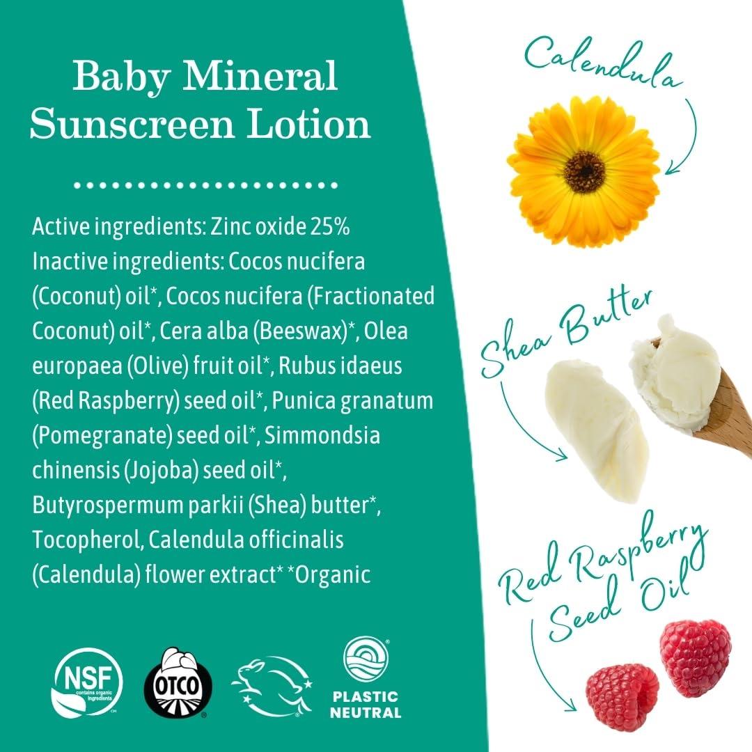 Earth Mama Earth Mama Baby Mineral Sunscreen Lotion SPF 40 | Reef Safe, Non-Nano Zinc, Natural Water Resistant Sun Cream for Babies, Kids & Adults, 3-Ounce (2-Pack)