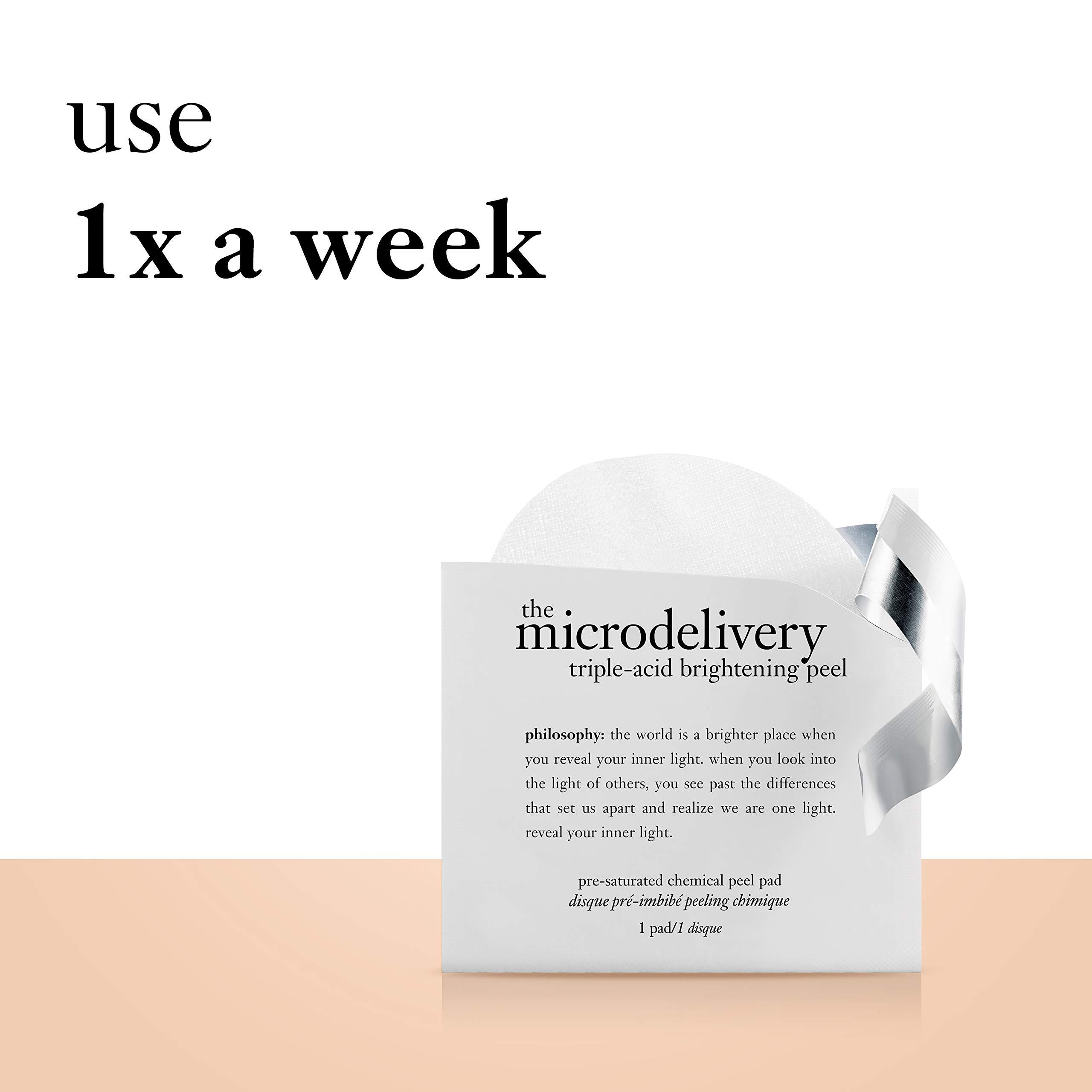 philosophy philosophy microdelivery triple-acid brightening peel pads with mandelic, glycolic & malic acid for discoloration, dark spots & uneven skin tone - 12 ct